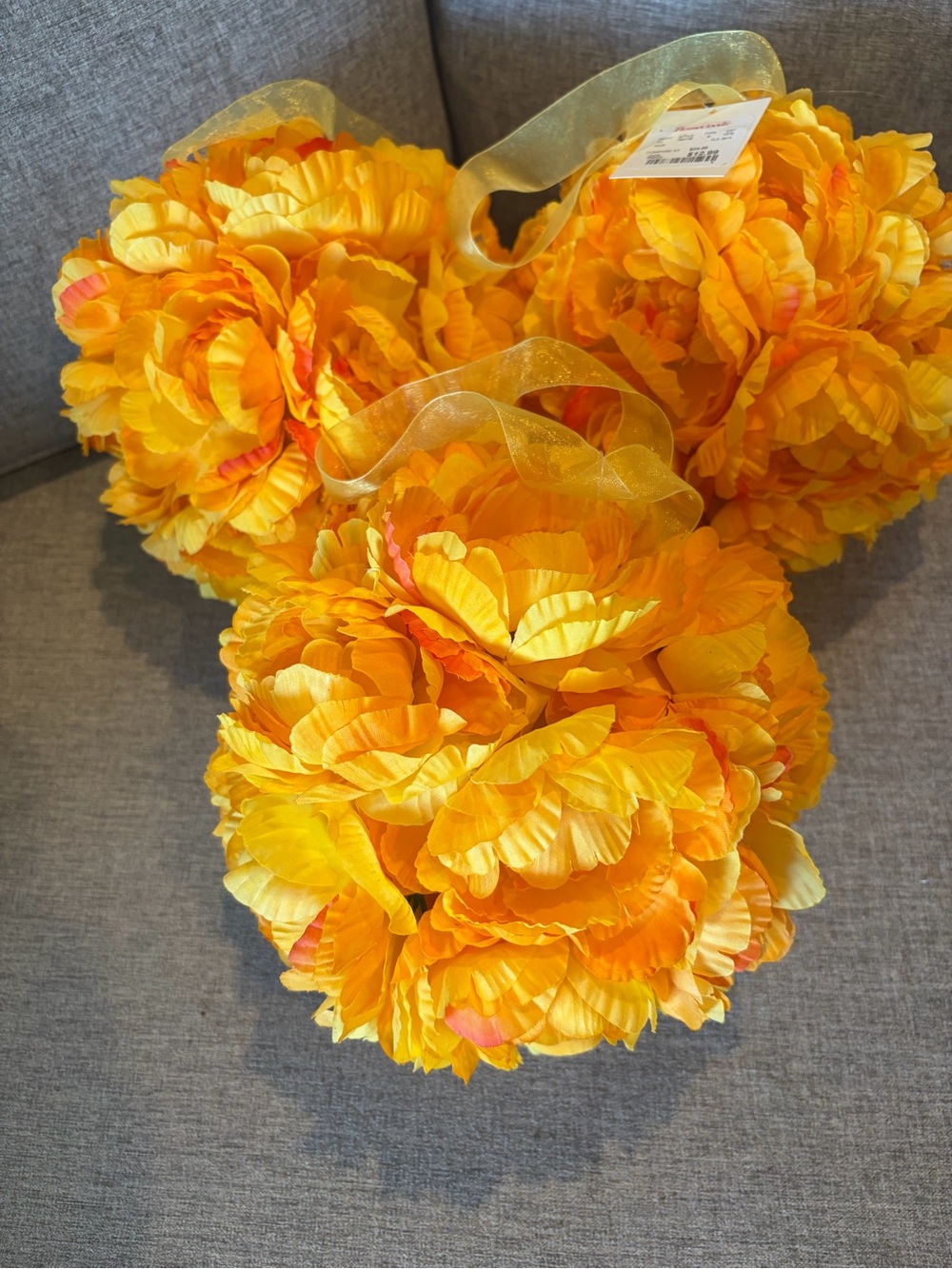 Bright Yellow Artificial Flower Pomander Ball - Home Accents 3 total
